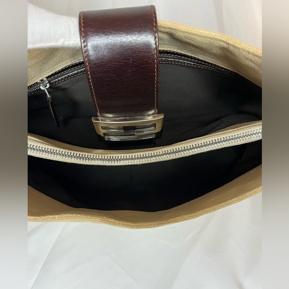 Fendi Baguette FF Zuchinno Hobo Shoulder Bag Ivory/Beige Vintage *Rare* - Picture 8 of 11